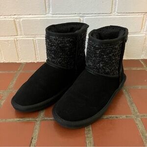 Minnetonka short black suede leather and fabric boots 7